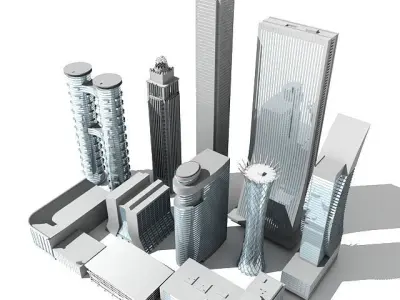 11 Achitectural Building Set 3D model