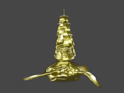 dream logos ship with turtle Low-poly 3D model