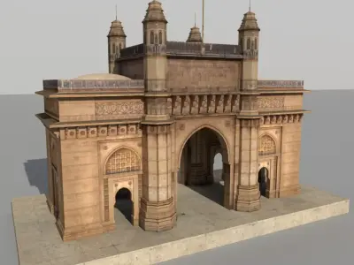 Gateway of India Low Poly 3D Model Optimized Low-poly 3D model