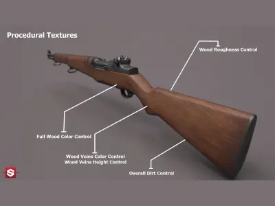 World War II - M1 Garand - PBR and Game Ready Low-poly 3D model
