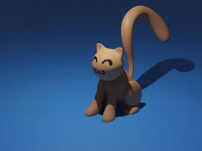 Cute Stylized Toon Cat Low-poly 3D model