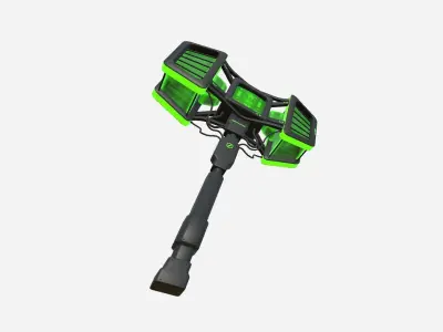 SciFi War Hammer A03 Black Green - Sci Fi Weapon Design Low-poly 3D model