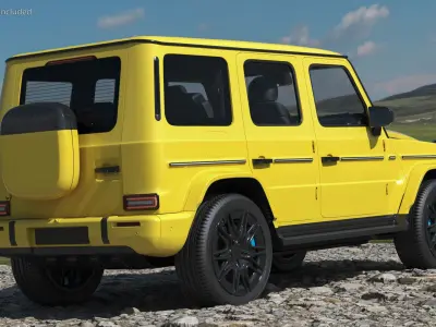 Yellow Luxury Electric Off Road SUV Simplified 3D model