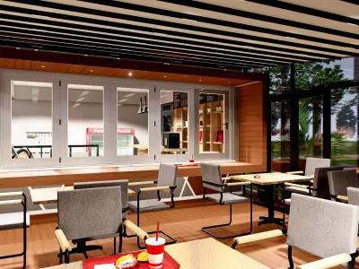  Coffeeshop Bar Low-poly 3D model