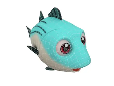 White Bass Fish Cartoon Animated Low-poly 3D model