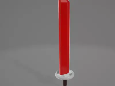 Thick Red Blade 3D Model - Stylized Weapon for Games and Renders Low-poly 3D model