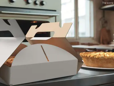 Pear Pie in White Cardboard Box with Handles 3D model