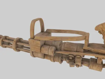 Wooden Minigun Low-poly 3D model