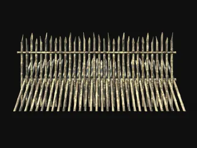 BAMBOO PALISADE FENCE WALLS SURVIVAL FORT GUARD CONSTRUCTION AAA Low-poly 3D model
