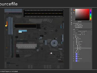Flying Aircraft Carrier Low-poly 3D model