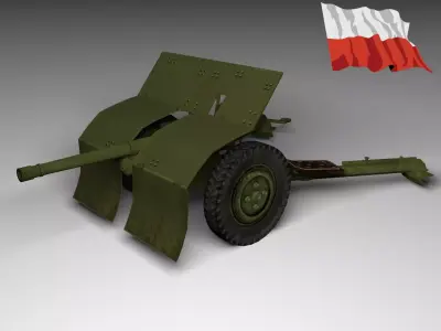 Bofors Cannon 37mm Low-poly 3D model