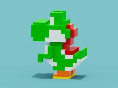Voxel Dinosaur  Yoshi Low-poly 3D model