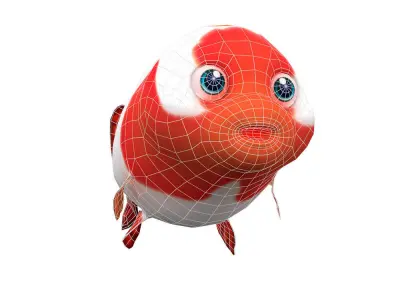 Ranchu Gold Fish Cartoon Animated  Low-poly 3D model