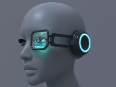 Sci fi and military monocle glasses goggles 3D model