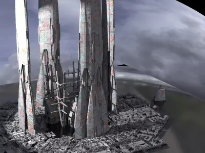 Sci Fi Energy Satellite Towers 3D model