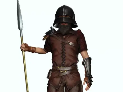 Pikeman Soldier Low-poly 3D model