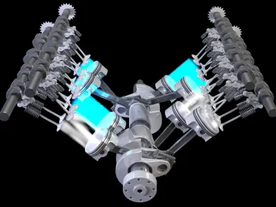 V8 Engine Ignition Animation 3D model