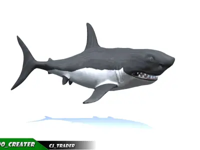 Low-Poly Killer Shark Rigged Animated 3D model Low-poly 3D model