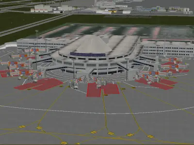 Lowpoly International Antalya Airport 3D Model Low-poly 3D model