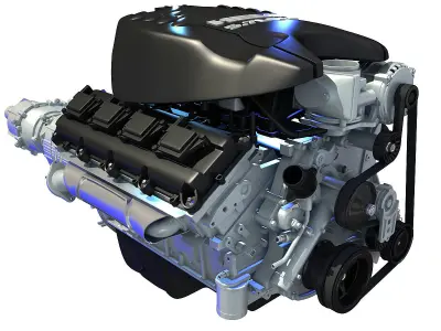 Black Cover Dodge Ram V8 Engine with Transmission 3D model