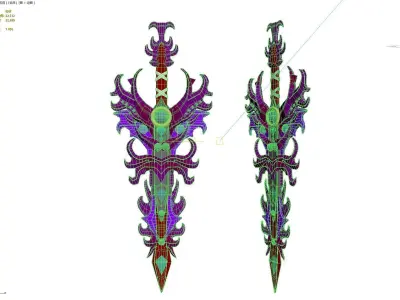 Weapon long sword game sword CG game model props ancient sword 3D model