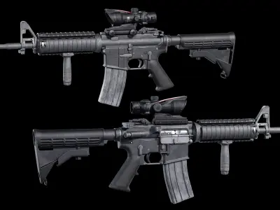 Modular M4A1  AR15 pack low poly game ready Low-poly 3D model