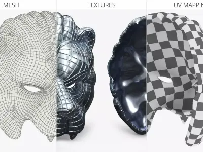 Ornamental Lion Mask Silver 3D model