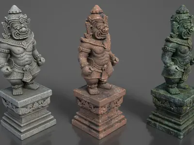 Ancient Khmer Statue21-250523 Low-poly 3D model