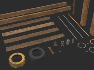 Modular Wooden Jetty Low-poly 3D model