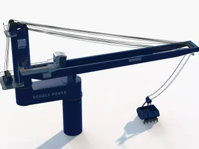 Large Heavy Duty Crane for Commercial Cargo Ship 3D model