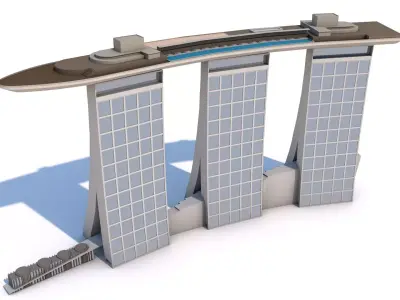 Marina Bay Sands Singapore Low-poly 3D model