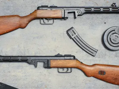 PPSh-41 Low-poly 3D model