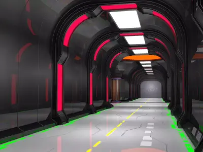 Sci Fi Corridor Futuristic 3D model 2