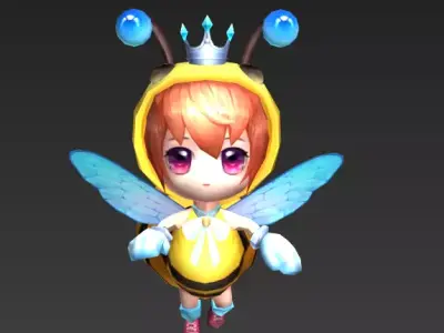 Little Bumblebee Girl Low-poly 3D model