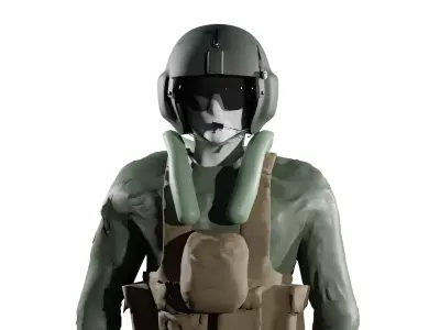 Black Hawk Helicopter Pilot Costume Rigged Low-poly 3D model