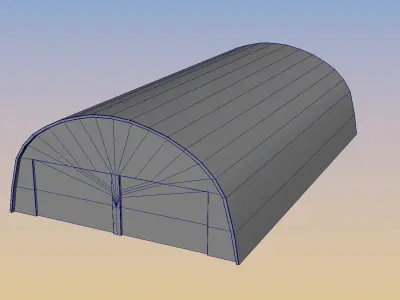 Semi Circle Plane Hangar Low-poly 3D model
