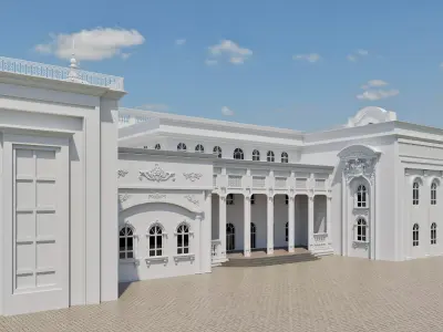 Classical Architecture with Pegasus Statue 3D model