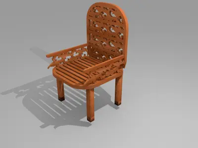 3D Rendering Ethnic Ornamental Chairwood Free 3D print model