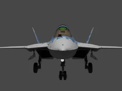 Sukhoi SU57 5th Gen Stealth Fighter Jet Low-poly 3D model