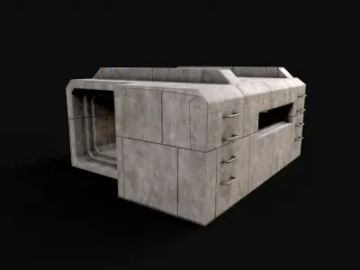 Military Concrete Bunker Base 1 Low-poly 3D model