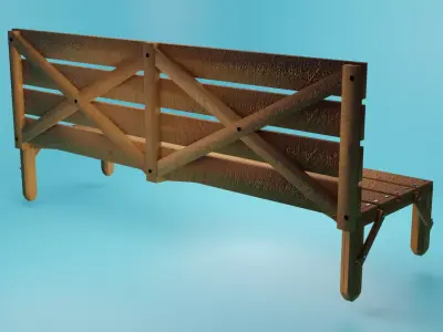 Sitting Wooden Bench for park home furniture Free low-poly 3D model