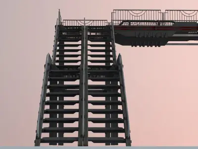 Overpass Pedestrian Road Crossing Bridge Low-poly 3D model