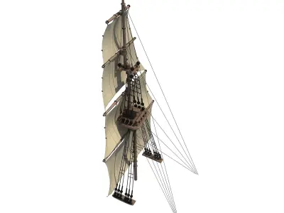 White Sailing Ship Mast 2 3D model