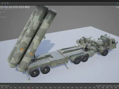 Rigged S-400 Missile n Radar Low-poly 3D model