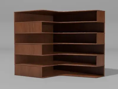 Six tier corner bookshelf Free low-poly 3D model