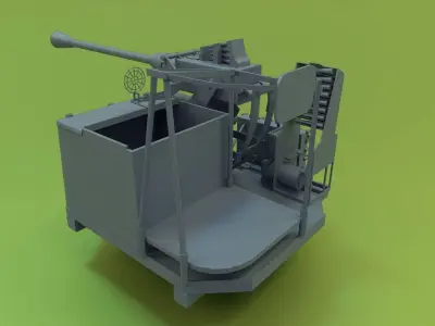 HN Bofors 40mm 1x1 Low-poly 3D model