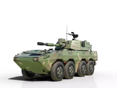 4 coatings of PLA Army PLL09 Wheeled self-propelled howitzer Low-poly 3D model