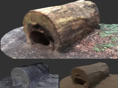 3D sawn of tree part 2 Low-poly 3D model
