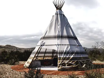 Red indian Tent 3D model