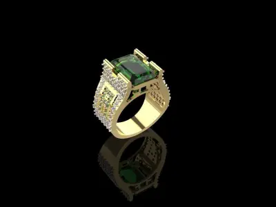 Genuine Gems Men Octagon Ring Low-poly 3D model